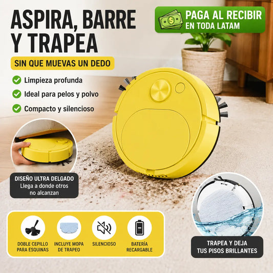 Robot Aspirador Inteligente 3 en 1 – Aspira, Barre y Trapea
