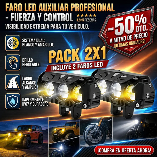 PACK 2 Faros LED de Largo Alcance Vehículo